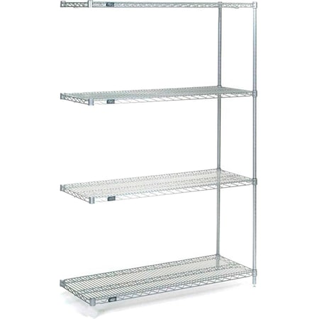 Nexel Stainless Steel, 5 Tier, Wire Shelving Add-On Unit, 24W x 18D x 86H A18248S5